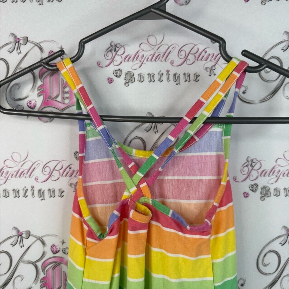 Dress kids rainbow striped multicolor strappy criss cross Striped Dress - Picture 8 of 9